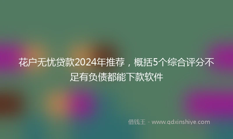 花户无忧贷款2024年推荐，概括5个综合评分不足有负债都能下款软件