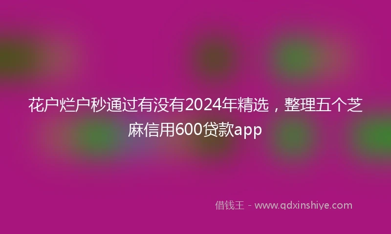 花户烂户秒通过有没有2024年精选，整理五个芝麻信用600贷款app