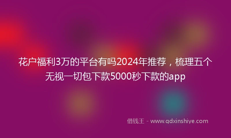 花户福利3万的平台有吗2024年推荐，梳理五个无视一切包下款5000秒下款的app