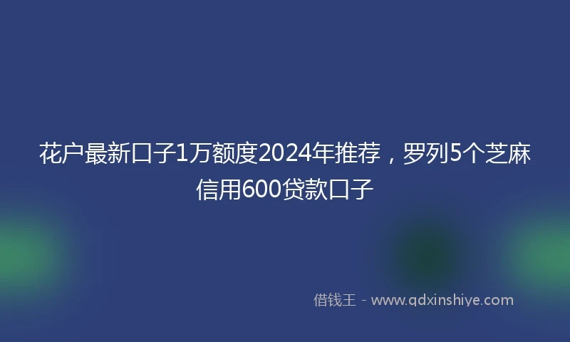 花户最新口子1万额度2024年推荐，罗列5个芝麻信用600贷款口子