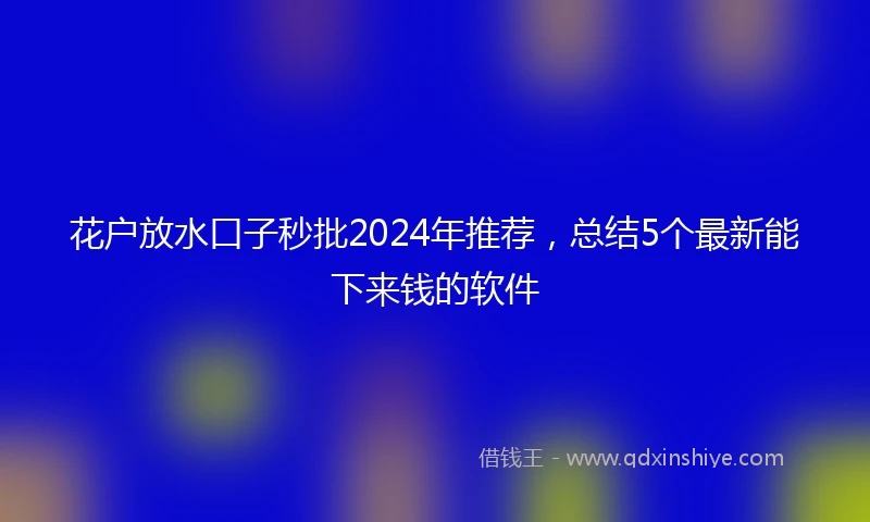 花户放水口子秒批2024年推荐，总结5个最新能下来钱的软件