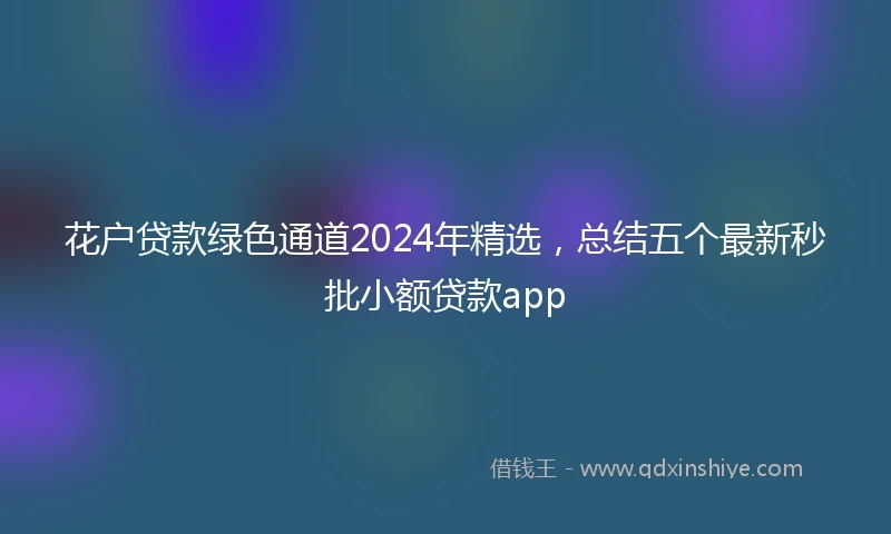 花户贷款绿色通道2024年精选，总结五个最新秒批小额贷款app