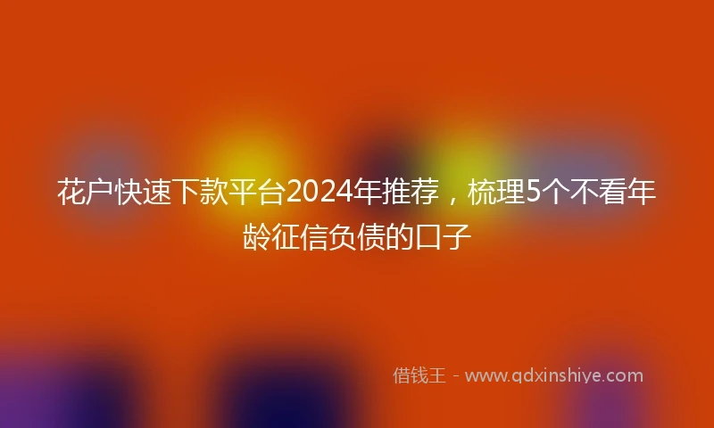 花户快速下款平台2024年推荐,梳理5个不看年龄征信负债的口子