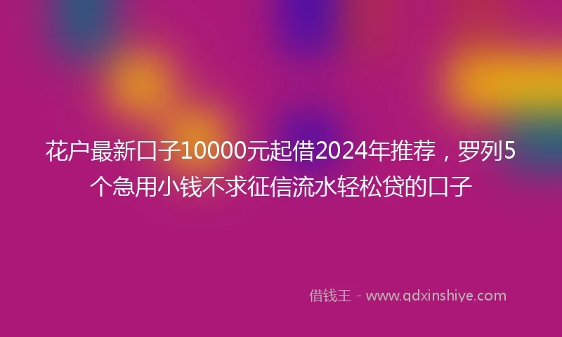 花户最新口子10000元起借2024年推荐，罗列5个急用小钱不求征信流水轻松贷的口子