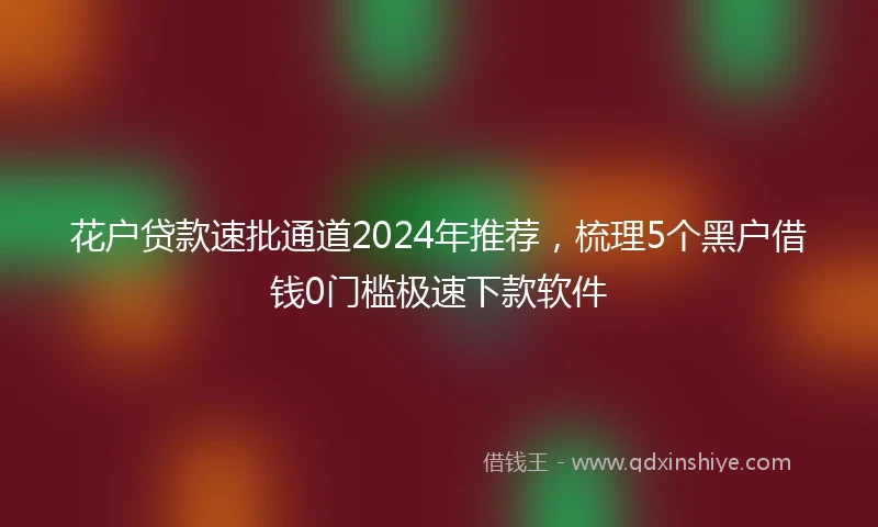 花户贷款速批通道2024年推荐，梳理5个黑户借钱0门槛极速下款软件