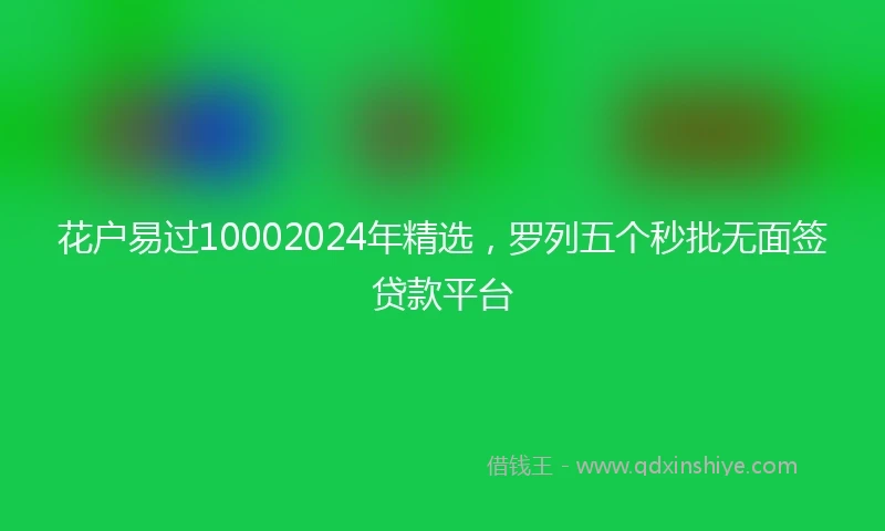 花户易过10002024年精选，罗列五个秒批无面签贷款平台