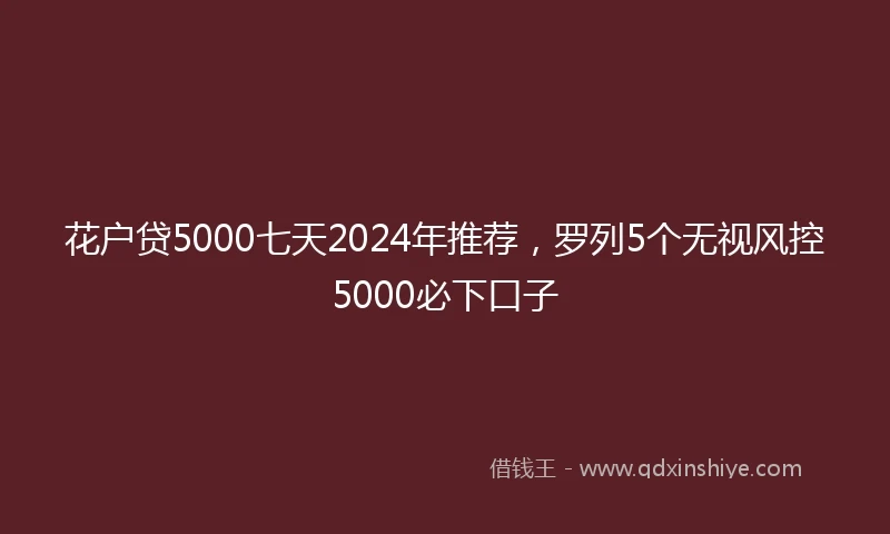 花户贷5000七天2024年推荐，罗列5个无视风控5000必下口子