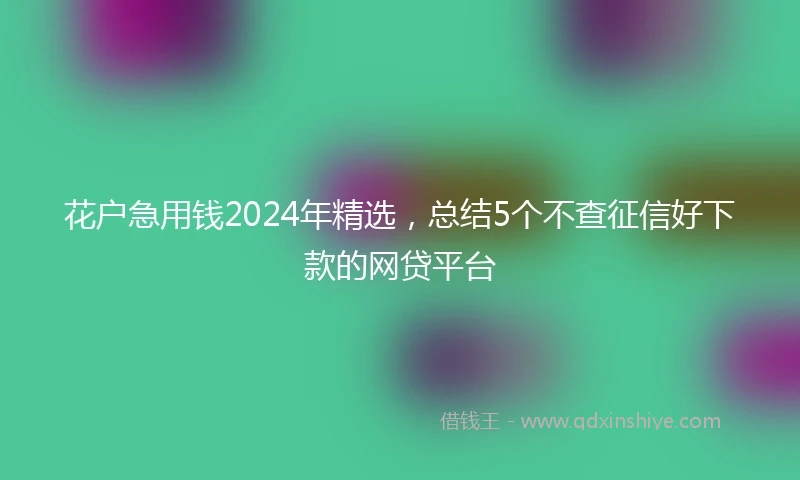 花户急用钱2024年精选，总结5个不查征信好下款的网贷平台