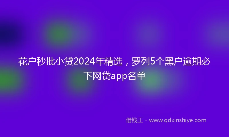 花户秒批小贷2024年精选，罗列5个黑户逾期必下网贷app名单