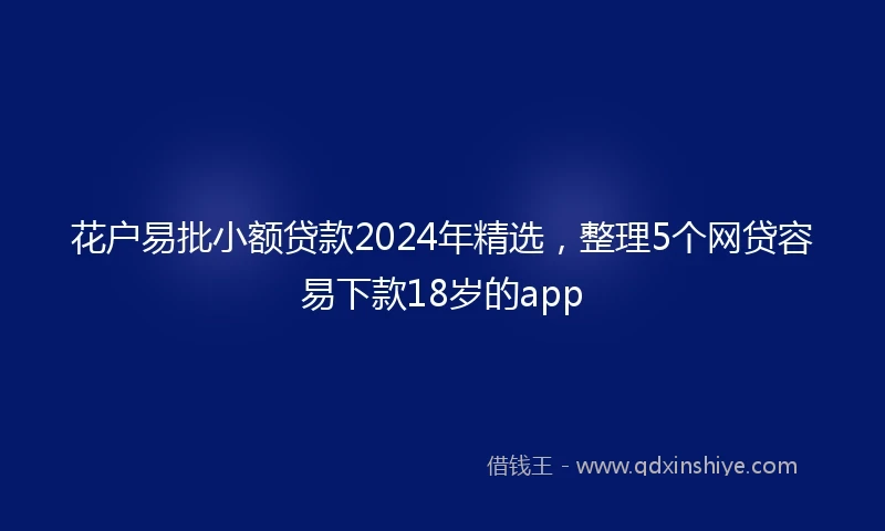 花户易批小额贷款2024年精选，整理5个网贷容易下款18岁的app