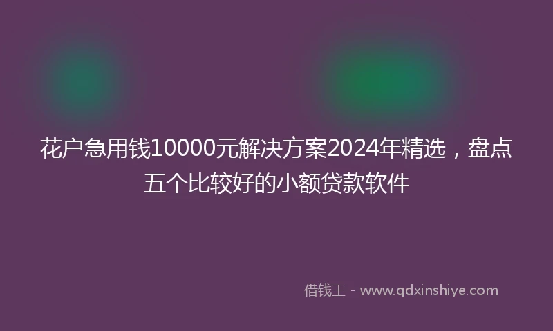 花户急用钱10000元解决方案2024年精选,盘点五个比较好的小额贷款软件