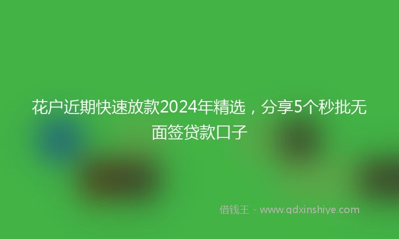 花户近期快速放款2024年精选，分享5个秒批无面签贷款口子