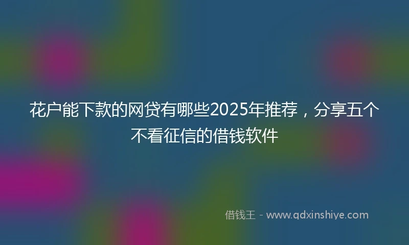 花户能下款的网贷有哪些2025年推荐，分享五个不看征信的借钱软件
