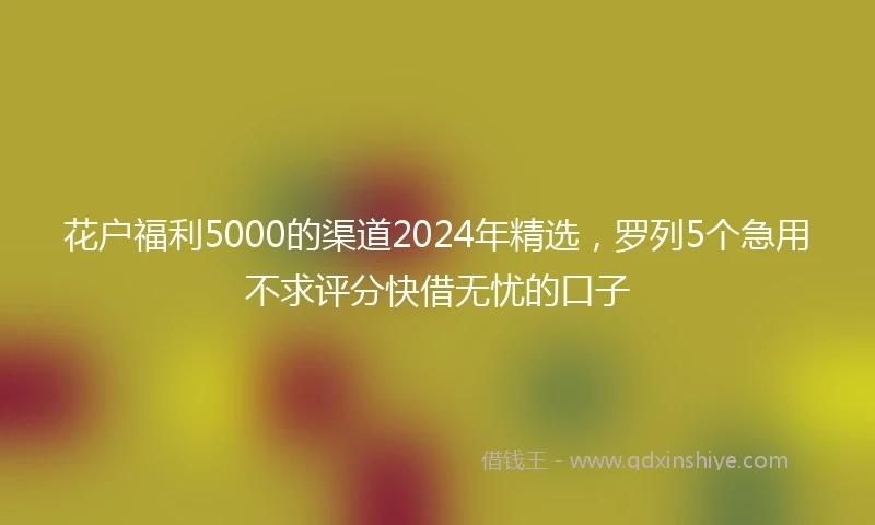 花户福利5000的渠道2024年精选，罗列5个急用不求评分快借无忧的口子