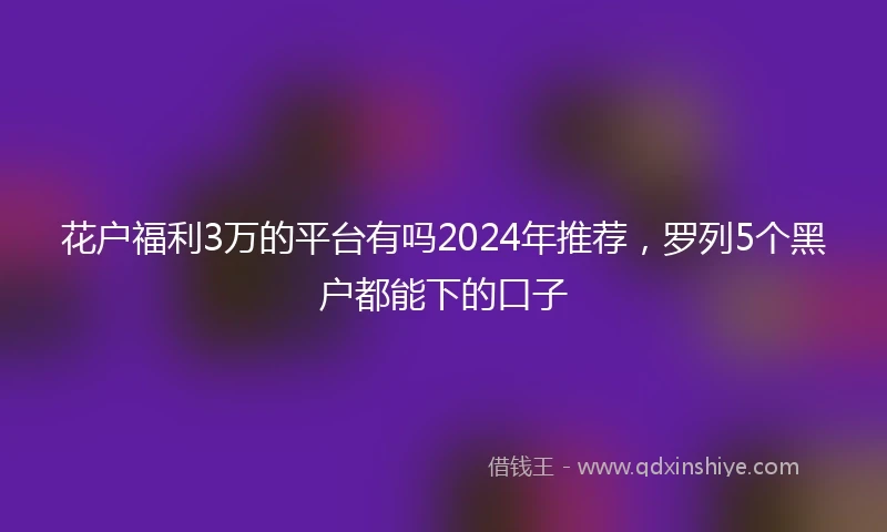 花户福利3万的平台有吗2024年推荐，罗列5个黑户都能下的口子
