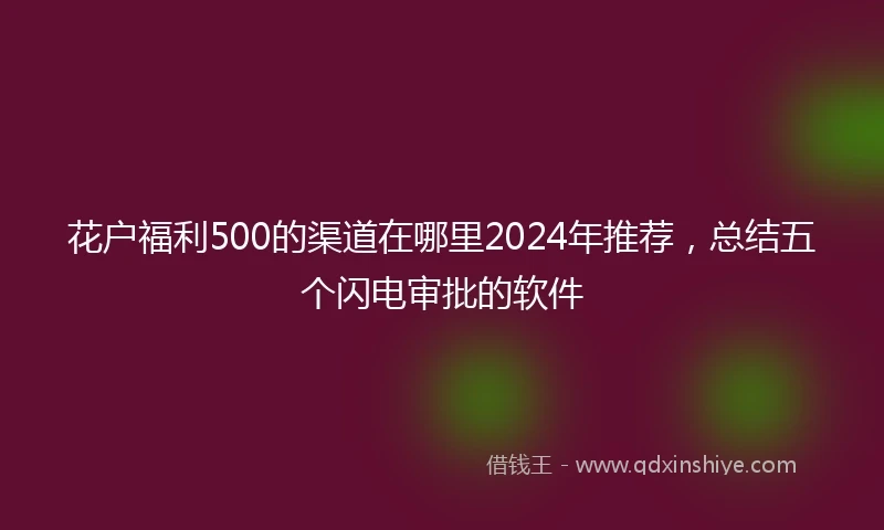 花户福利500的渠道在哪里2024年推荐，总结五个闪电审批的软件