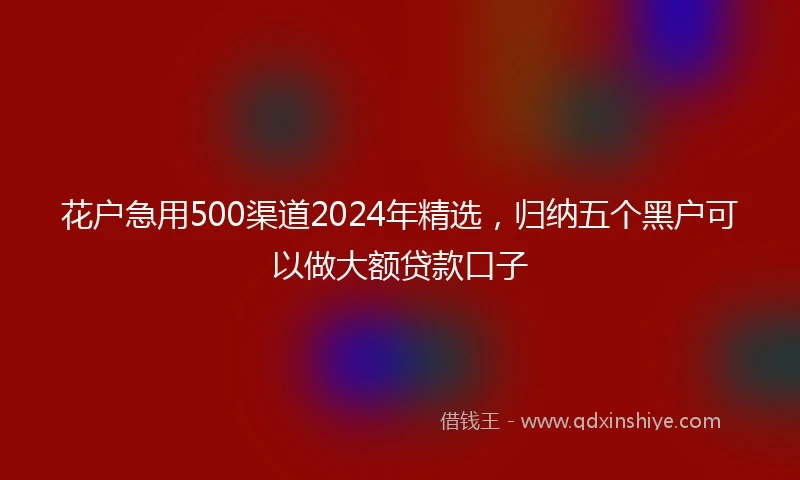 花户急用500渠道2024年精选，归纳五个黑户可以做大额贷款口子