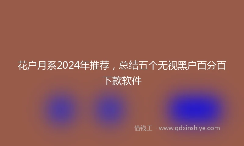 花户月系2024年推荐，总结五个无视黑户百分百下款软件