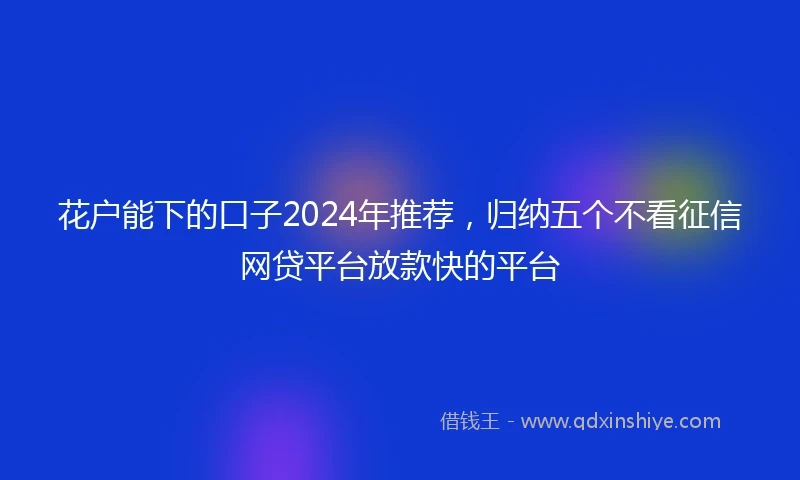 花户能下的口子2024年推荐，归纳五个不看征信网贷平台放款快的平台