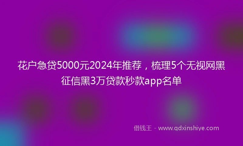 花户急贷5000元2024年推荐，梳理5个无视网黑征信黑3万贷款秒款app名单