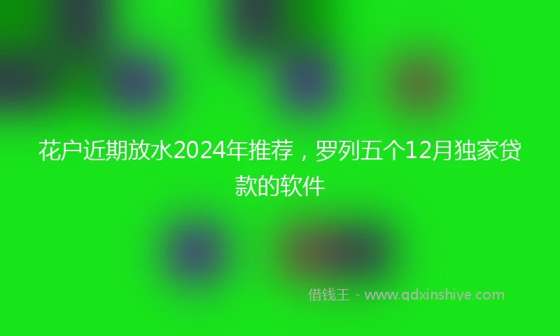 花户近期放水2024年推荐，罗列五个12月独家贷款的软件