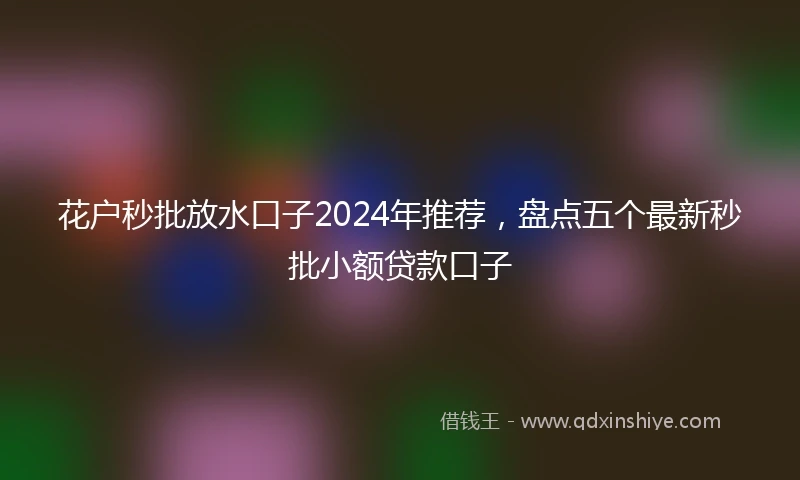 花户秒批放水口子2024年推荐，盘点五个最新秒批小额贷款口子