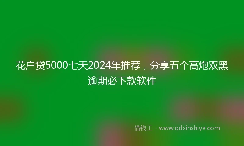 花户贷5000七天2024年推荐，分享五个高炮双黑逾期必下款软件