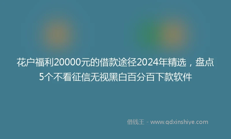 花户福利20000元的借款途径2024年精选，盘点5个不看征信无视黑白百分百下款软件