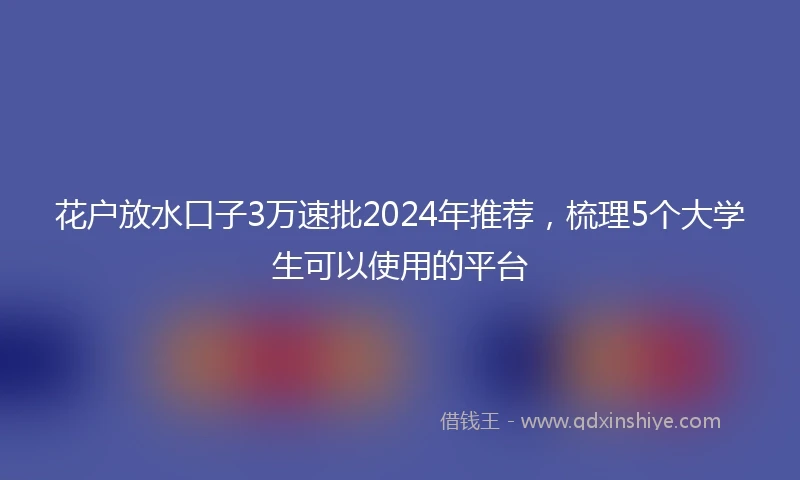 花户放水口子3万速批2024年推荐，梳理5个大学生可以使用的平台