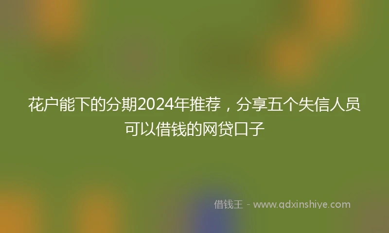 花户能下的分期2024年推荐，分享五个失信人员可以借钱的网贷口子