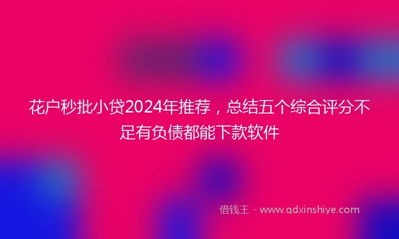 花户秒批小贷2024年推荐，总结五个综合评分不足有负债都能下款软件