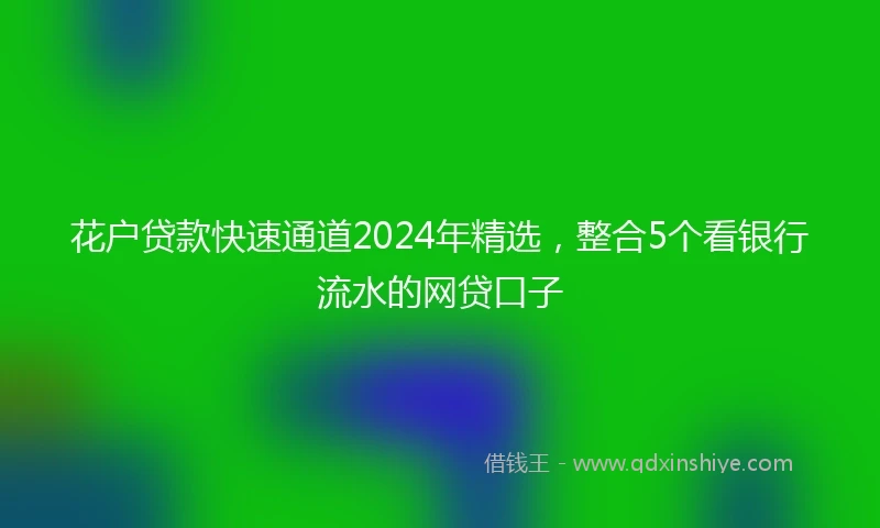花户贷款快速通道2024年精选，整合5个看银行流水的网贷口子