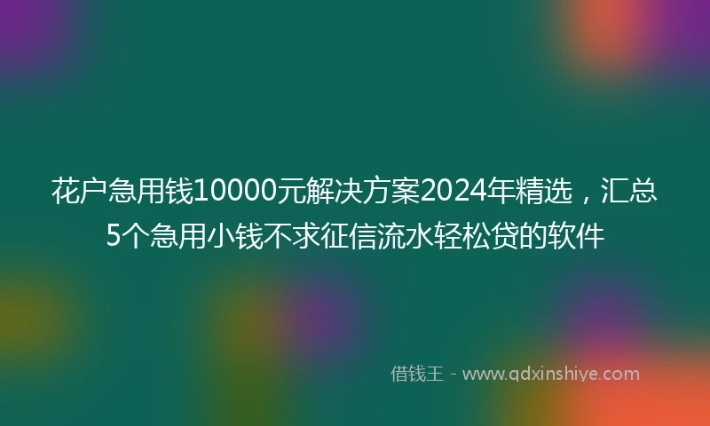 花户急用钱10000元解决方案2024年精选，汇总5个急用小钱不求征信流水轻松贷的软件