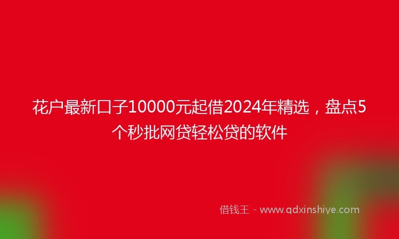 花户最新口子10000元起借2024年精选，盘点5个秒批网贷轻松贷的软件