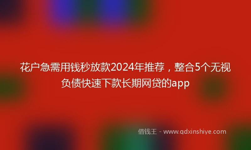花户急需用钱秒放款2024年推荐，整合5个无视负债快速下款长期网贷的app