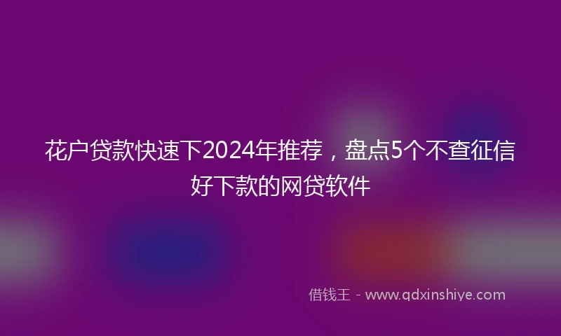 花户贷款快速下2024年推荐，盘点5个不查征信好下款的网贷软件