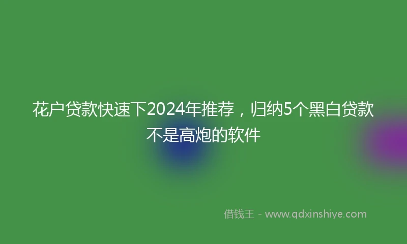 花户贷款快速下2024年推荐，归纳5个黑白贷款不是高炮的软件