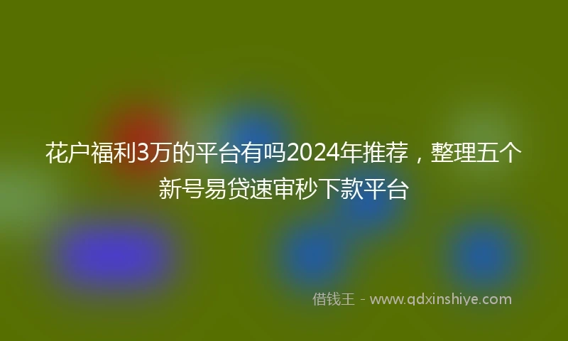 花户福利3万的平台有吗2024年推荐，整理五个新号易贷速审秒下款平台