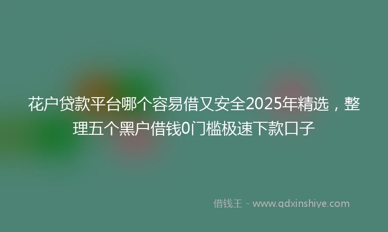 花户贷款平台哪个容易借又安全2025年精选，整理五个黑户借钱0门槛极速下款口子