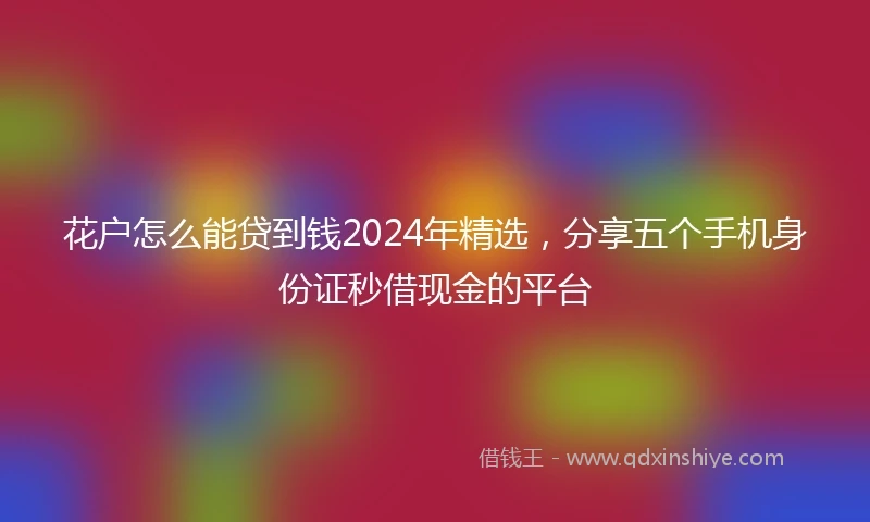 花户怎么能贷到钱2024年精选，分享五个手机身份证秒借现金的平台