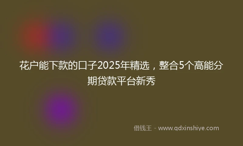 花户能下款的口子2025年精选，整合5个高能分期贷款平台新秀