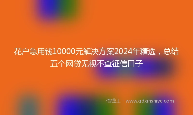 花户急用钱10000元解决方案2024年精选，总结五个网贷无视不查征信口子