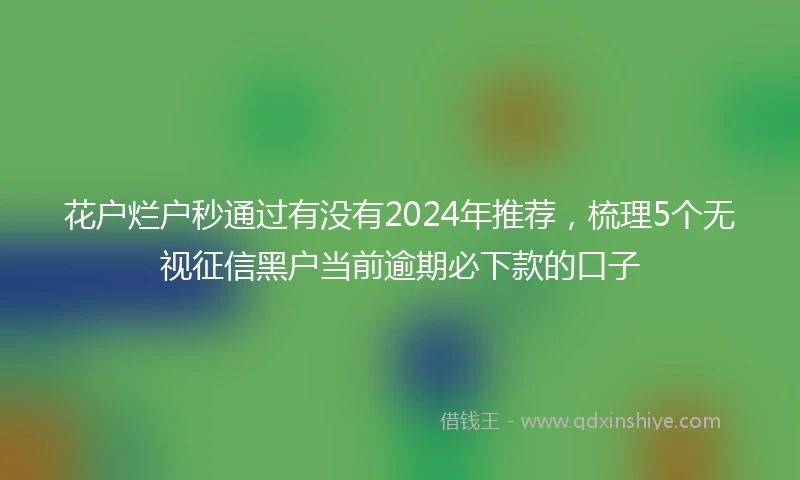花户烂户秒通过有没有2024年推荐，梳理5个无视征信黑户当前逾期必下款的口子