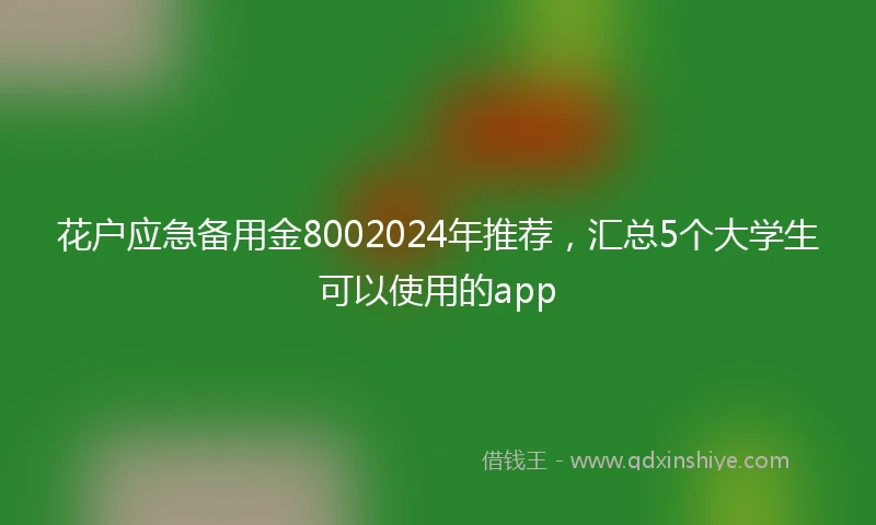 花户应急备用金8002024年推荐，汇总5个大学生可以使用的app