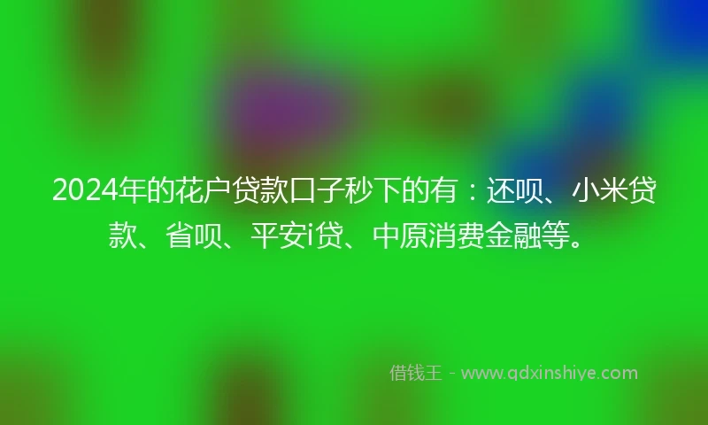 2024年的花户贷款口子秒下的有：还呗、小米贷款、省呗、平安i贷、中原消费金融等。