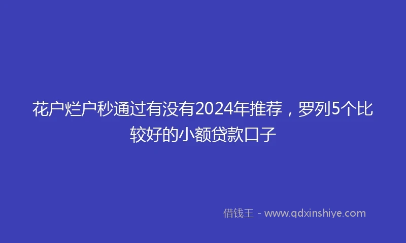 花户烂户秒通过有没有2024年推荐，罗列5个比较好的小额贷款口子
