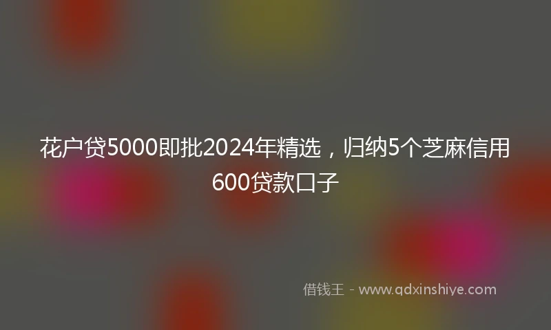 花户贷5000即批2024年精选，归纳5个芝麻信用600贷款口子