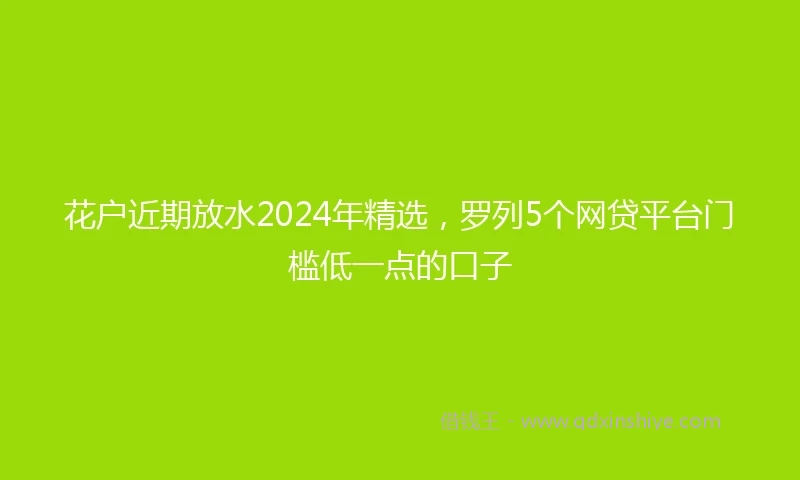 花户近期放水2024年精选，罗列5个网贷平台门槛低一点的口子