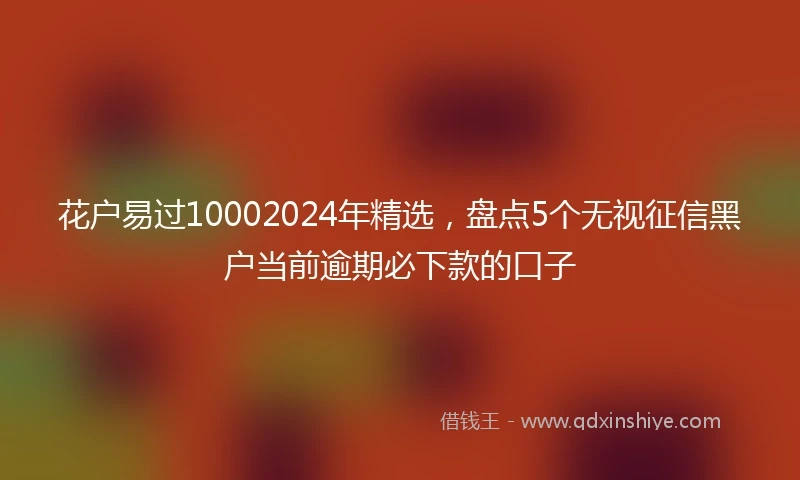 花户易过10002024年精选，盘点5个无视征信黑户当前逾期必下款的口子