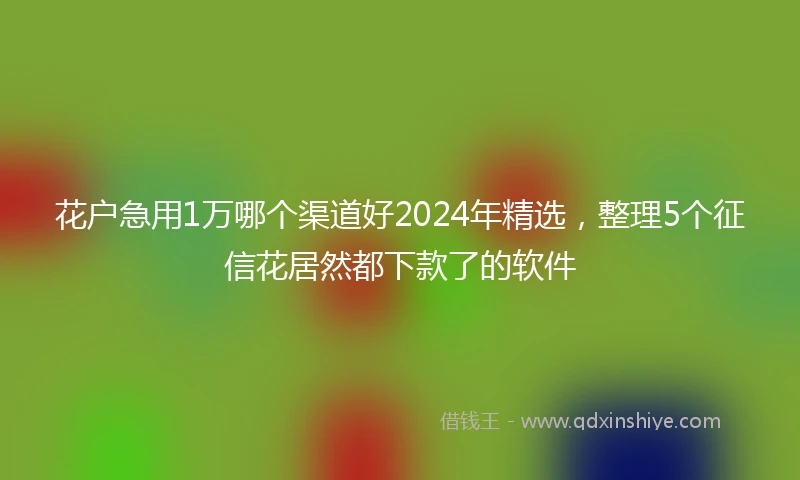 花户急用1万哪个渠道好2024年精选，整理5个征信花居然都下款了的软件